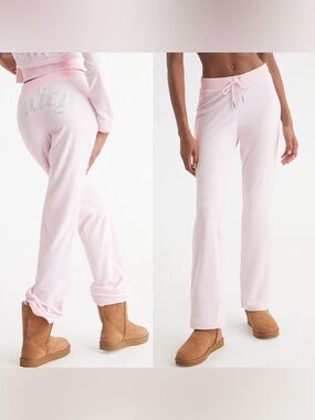Juicy Couture OG Big Bling Velour Track Pants (Soft Glow Pink)